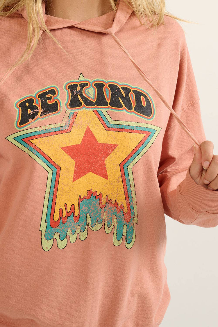 Be Kind Vintage French Terry Graphic Hoodie Top
