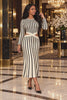 Cut out striped sweater midi dress fashion 